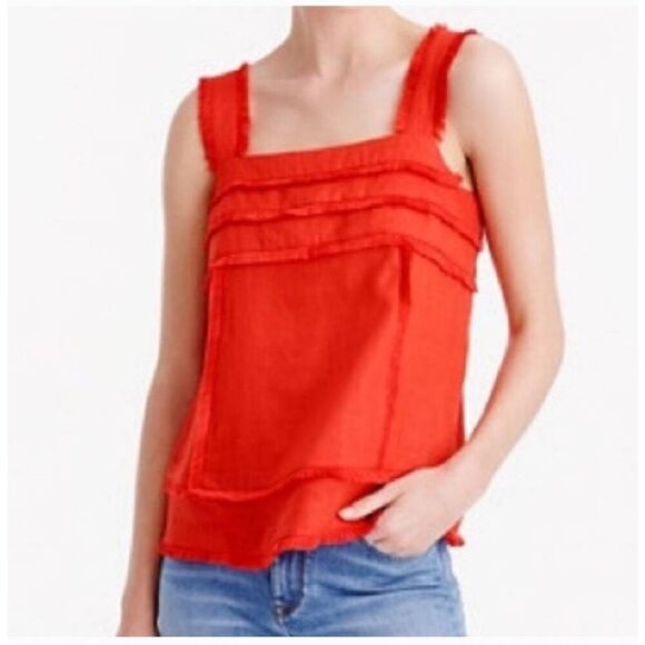 J Crew Black Label Tank Top Red Orange Size 2 - Picture 1 of 8